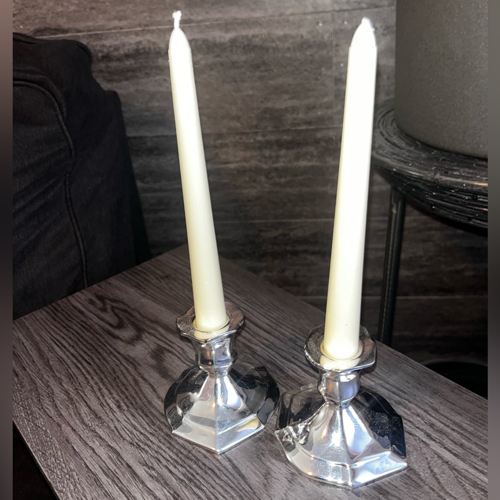 Vintage Viking Plate Silver Candlesticks Pair – Made in Canada EP 809 Octagonal